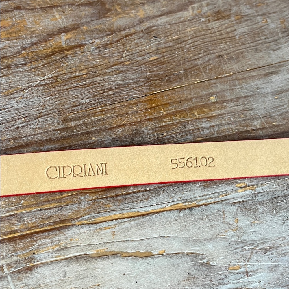 ❤️ Cipriani Vintage Belt Italian Calfskin Leather Red Medium Gold Silver - Picture 6 of 7